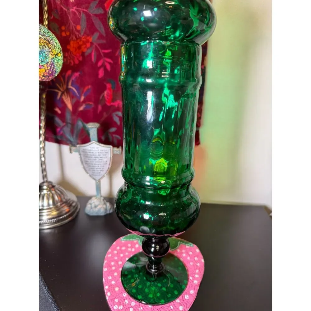 Fabulous Piece of Green Italian Empoli, Lidded Apothecary Jar
